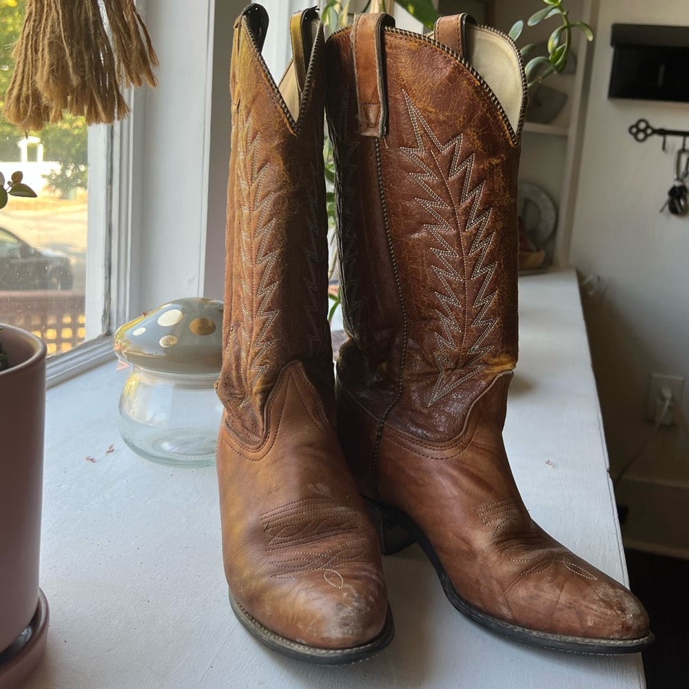 Brown cowboy boots